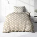 Produktbild: Träumschön Premium Bettwäsche 155x220 + 80x80 cm - Sterne Design Beige - Sommer Bettwäsche aus Baumwolle – Weich, Atmungsaktiv & Hautfreundlich - bügelfrei