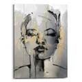 Produktbild: REINDERS Leinwandbild, Goldenes Gesicht, Wohnzimmer, Wandbild, Wanddeko, Room Decor, Leinwand, Gold, 70x50cm