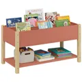 Produktbild: Bellabino Teme Bücherregal Kinderzimmer – Kinderbücherregal mit 4 Fächern – Montessori Bücherregal mit Ablagefach – Bücherregal für Kinder Terrakotta/Natur – Kinderzimmer Deko aus Holz 80x40x44 cm