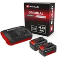 Produktbild: Original Einhell Starter Kit 2x 4,0 Ah Akkus Und Twincharger Power X-change (li-ion, 18 V, 75 Min Ladezeit, Passend Für Alle Power X-change Geräte)