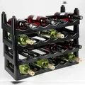 Produktbild: Heidrun Flaschenregal Schwarz Stapelregal Weinregal Flaschenständer Lagerregal Regal