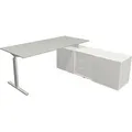 Produktbild: Kerkmann Schreibtisch Form 2 180x80x74 cm m. Sideboard 160x50x58 cmT-Fuß Alusilber  lichtgrau - Silber
