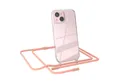 Produktbild: EAZY CASE Handykette Silikon Kette Unifarbe für Apple iPhone 15 6,1 Zoll, Hülle mit Band 2in1 Handyband Etui Case mit Kordel Altrosa Koralle