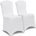 Produktbild: Detex® Stuhlhussen 2er Set Weiß Hochzeit Stretch Dehnbar 30°C Waschbar Stuhlbezug Hussen für Stühle Bezug Überzug Deko Esszimmerstühle ohne Armlehne