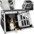 Produktbild: tectake Tiertransportbox Hundetransportbox doppel, mit gerader Rückwand schwarz Hundegröße L-ohne Trennwand | 69,00 cm x 50,00 cm x 89,00 cm