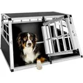 Produktbild: Tectake Hundetransportbox Doppel  Mit Gerader Rückwand Aus Aluminium  Robust und Pflegeleicht 89 x 69 x 50 cm 89 x 69 x 50 cm Schwarz