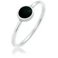 Produktbild: Elli Fingerring Solitär Stapelring Emaille 925 Silber, Geo schwarz 52