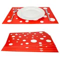 Produktbild: MamboCat 6er Set Tischset rot mit weißen Punkten I farbige Tischsets Kunststoff I Essunterlage Platzdeckchen abwaschbar I Tischmatten Teller Platzset Polypropylen I Retro Tisch Untersetzer 45x32cm