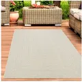 Produktbild: Carpetia Outdoorteppich Teppich Outdoor Wohnzimmer wetterfest rechteckigem Linienmuster Creme, rechteckig, Höhe: 5 mm weiß 140 cm x 200 cm x 5 mm