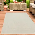 Produktbild: Teppich Outdoor Wohnzimmer wetterfest mit rechteckigem Linienmuster in Creme Größe - 140 x 200 cm