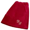 Produktbild: Lashuma Framsohn Saunatuch Fun Sarong Saunakilt für die Dame, Farbe Bordeaux - Rot, Bestickt mit Ihrem Wunsch Monogramm Silber - Grau