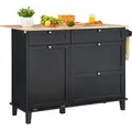 Produktbild: VEVOR Kücheninselwagen, 128 cm Frühstücksbar mit Holzplatte und ausklappbarem Müllschrank, 10 Gal Stauraum, Bauernhaus-Ess-/Wohnzimmertisch mit Kl