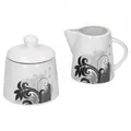 Produktbild: 2tlg. Set Milchkännchen 22cl & Zuckerdose 26cl Black Flower Milch Gießer Zucker