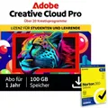 Produktbild: Adobe Creative Cloud Pro STE | Studierende und Lehrende inkl. Norton 360 Deluxe | 12 Monate | 5 Geräte