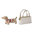 Produktbild: Bloomingville Hilena Stoffhund mit Tasche Natur Kuscheltier Stofftier Hund