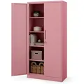 Produktbild: Aktenschrank C001 Büroschrank Metallschrank Aufbewahrungsschrank 4 verstellbare Fachböden Pulverbeschichtet Abschließbar 185 cm x 90 cm x 40 cm (Rosa)