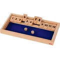 Produktbild: goki 56651 Shut the box Würfelspiel, 32,2 x 17,3 x 3,2 cm, Holz, 2 Würfel, natur