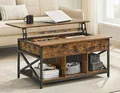 Produktbild: VASAGLE Couchtisch höhenverstellbar, Wohnzimmertisch, sofatisch (inkl. Zubehörpaket & Anleitung) aufklappbar), holz, versteckter Stauraum, 60 x 100/120 x (48-62) cm