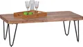 Produktbild: WOHNLING Couchtisch BAGLI Massiv-Holz Akazie 115 cm breit Wohnzimmer-Tisch Design Metallbeine Landhaus-Stil Beistelltisch