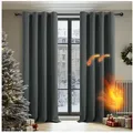 Produktbild: Deconovo Verdunkelungsvorhang Gardinen mit Ösen Blickdichte Vorhang Kälteschutz Schlafzimmer 2er Set, Blackout Curtain einfarbig Thermo Vorhang Verdunkelung Wärmeisolierend grau 132 cm x 214 cm