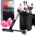 Produktbild: BEAKEY Makeup Pinsel Foundation Blending Face Powder Blush Lidschatten -Sets mit Schwamm und Reinigungsei (10+2pcs mit schwarzem Pinseletui)