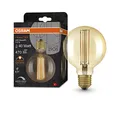 Produktbild: Osram Lamps Vintage 1906 -Lampe Gold-Tönung,5,8W,470lm,Kugel-Form 95mm Durchmesser&E27-Sockel,warmweiße Lichtfarbe,gerades Filament,dimmbar,bis zu 15.000 Stunden Lebensdauer,4058075761759,40W-Ersatz