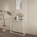 Produktbild: [en.casa] Konsolentisch Austevoll Beistelltisch Flurtisch Standregal Ablagetisch Flurmöbel stabiles Stahlgestell Industrial Design 90x30x80 cm für Vorzimmer, Wohnzimmer Weiß