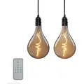 Produktbild: 2er Set Vintage Hängelampe Batterie + Fernbedienung outdoor dimmbar gold,10x20cm