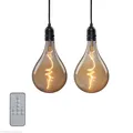 Produktbild: 2er Set Vintage Hängelampe Batterie + Fernbedienung outdoor dimmbar gold,10x20cm