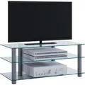 Produktbild: VCM TV-Rack Zumbo, silber, aus Glas, 3 Böden, (B/H/T) 112 x 45 x 40cm