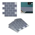 Produktbild: Relaxdays Fliesenaufkleber, 10er Set, selbstklebend, Küche & Badezimmer, 30,5 x 30,5 cm, 3D, Subway Klebefliesen, grau