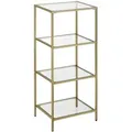 Produktbild: Vasagle Standregal 4 Ablagen Hartglas 30 cm x 40 cm x 95 cm Gold