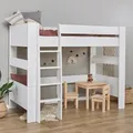 Produktbild: Mid.you Hochbett, Weiß, Holzwerkstoff, Kiefer, massiv, Höhe ca. 12 cm, 90x200 cm, für Rollrost geeignet, Kinder- & Jugendzimmer, Kindermöbel, Kinderbetten, Hochbetten