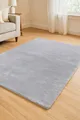 Produktbild: Hochflorteppich Hellgrau 80x150 flauschig weich Wohnzimmer Schlafzimmer Modern