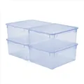 Produktbild: Rotho CLEAR Box 4er-Set Aufbewahrungsbox 18 l mit Deckel, platzsparend stapelbar 40x33,5x17 cm, transparent blau