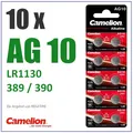 Produktbild: ✅ 10 Batterien AG10 für Swatch Uhren u.a. | Camelion AG 10 = LR1130/389/390/LR54
