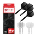 Produktbild: Target Darts K-Flex Integrated Dart Flights and Shafts, Stiel Medium Länge (33 mm), Nr. 2 Flug, 9er-Pack, Schwarz, Weiß & Klar