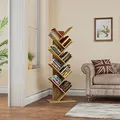 Produktbild: YITAHOME Bücherregal Standregal, CD Regal Industrielle Raumteiler Regal Leiterregal Holzregal Aufbewahrungsregal In Baumform für Bücher Home Office CD DVD Wohnzimmer Arbeitszimmer,‎25X 50X 142 cm