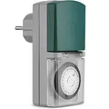 Produktbild: GAO Zeitschaltuhr Aussenbereich EMT450 Mechanische Tageszeitschaltuhr Steckdose Outdoor mit Kindersicherung & Schutzabdeckung, IP44 grün/grau TÜV/GS-Zeichen