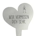 Produktbild: younikat Grabstecker aus Edelstahl I Grabschmuck Herz 17,8 cm Deko I Spruch - Wir vermissen Dich so sehr I you0083