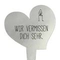 Produktbild: Grabstecker aus Edelstahl I Grabschmuck Herz 17,8cm Wir vermissen Dich I you0083