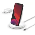 Produktbild: Belkin BoostCharge drahtloser Ladeständer, 15 W (Qi-Ladeständer zum schnellen drahtlosen Laden für Geräte wie iPhone, Samsung, Pixel) - Weiß