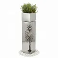 Produktbild: Garden Pleasure Pflanzsäule BUCHE Edelstahl 102cm silber Baummotiv Dekosäule