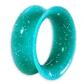 Produktbild: viva-adorno 1 Stück Tube Flesh Tunnel Plug Silikon Ohr Piercing Glitter Glitzer Opal schimmernd flexibel Größe Z108g Türkis Grün/Silber, 10mm