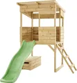 Produktbild: Westmann Holz Stelzenhaus Wildnis Spielhaus mit Rutsche Natur 241x167x205 cm