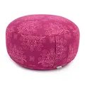 Produktbild: Bodhi Meditationskissen RONDO | Abnehmbarer Bezug aus 100% Baumwolle | Bio-Dinkelfüllung | Höhe 14-20 cm | Praktische Trageschlaufe | Maharaja Collection (Lotus/berry)
