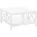 Produktbild: Couchtisch Weiß mdf - Platte 80 x 80 cm Doppelte x - förmige Verstrebung Kaffeetisch Lackierte Tischplatte Quadratisch Boho