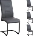 Produktbild: Esszimmerstuhl LOANO in grau 4er-Set, mit Schwinggestell aus Metall, Sitzschale gepolstert und mit Kunstleder bezogen, Schwingstuhl gepolstert