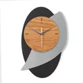 Produktbild: Designer Wanduhr Black Dome aus Holz in modernem Metallic-Look braun, schwarz, Silber; Größe 29x40cm; mit leisem Uhrwerk (leises Quarzuhrwerk)