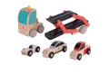 Produktbild: Classic World Spielzeug-Transporter Classic World - Autotransporter rot - 26,5x7x15cm - ab 18 Monaten, (Set aus einem Autotransporter und drei Autos, 5-tlg)